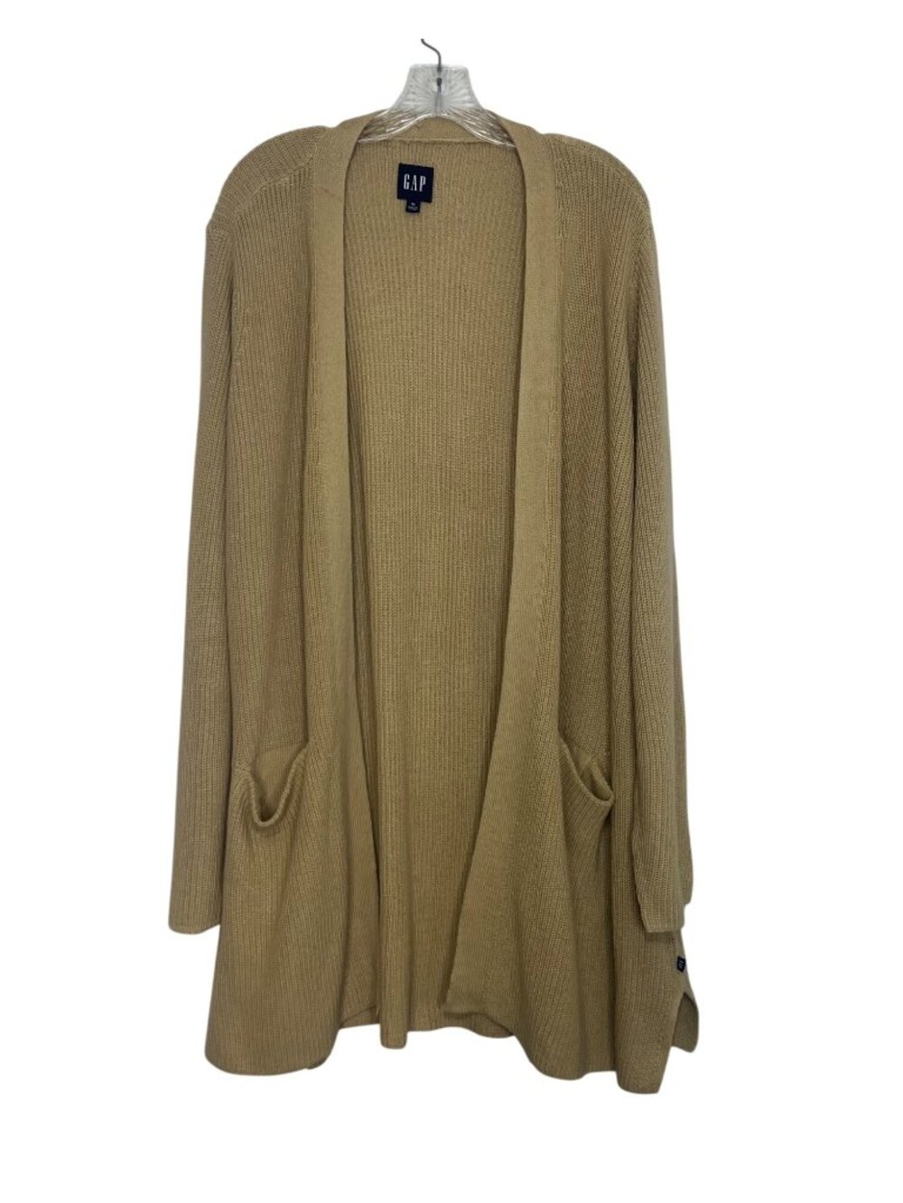 Gap Open Front Cardigan Sweater Womens XL Safari Tan New Long Sleeve Ribbed